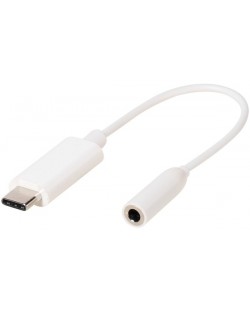 Адаптер Vivanco - 45389, USB-C/жак 3.5 mm, бял