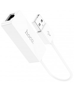 Адаптер Hoco - UA22, USB-A/RJ45, бял
