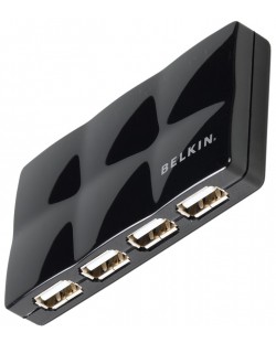 Адаптер Belkin - USB 2.0, 7 ports, черен