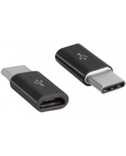 Адаптер VCom - CA433, USB-C/Micro USB, черен/кафяв