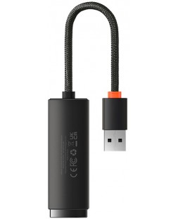 Адаптер Baseus - Lite WKQX00000, USB-A/RJ45, черен