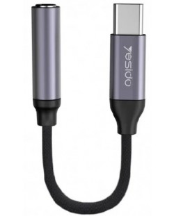 Адаптер Yesido - YAU-19, USB-C/жак 3.5 mm, черен