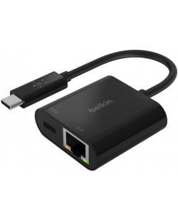 Адаптер Belkin - USB-C/Ethernet/Charge, черен