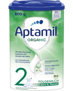 Преходно мляко Aptamil - Organic 2, 6-12 месеца,  опаковка 800 g