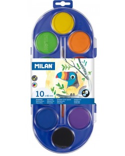 Акварелни бои Milan - Ф45 mm, 12 цвята + четка