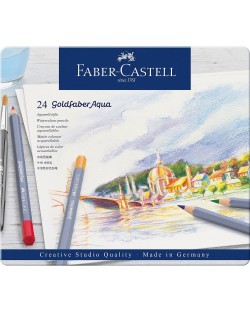 Акварелни моливи Faber-Castell Goldfaber Aqua - 24 цвята, в метална кутия