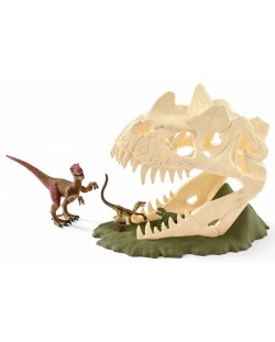 Фигурка Schleich от серията Динозаври - Гигантски динозавърски череп с велосираптор