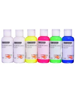 Акрилни бои Art Ranger - 6 флуоресцентни цвята, 100 ml