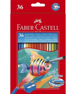 Акварелни моливи Faber-Castell - 36 цвята, с четка