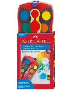 Акварелни бои Faber-Castell Connector - 24 цвята, червена палитра