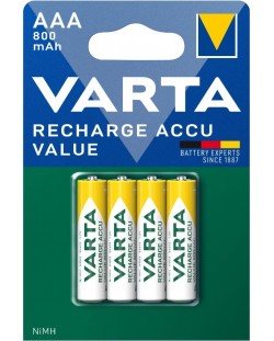 Акумулаторна батерия VARTA - Rechargable Accu Value, AAA, 4 бр.