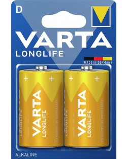 Алкални батерии VARTA - Longlife, D, 2 бр.