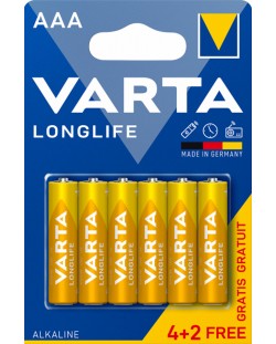 Алкални батерии VARTA - Longlife, AAA, 4+2 бр.