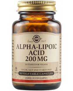 Alpha Lipoic Acid, 200 mg, 50 растителни капсули, Solgar