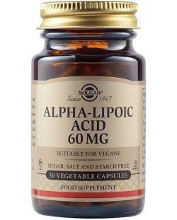 Alpha Lipoic Acid, 60 mg, 30 растителни капсули, Solgar