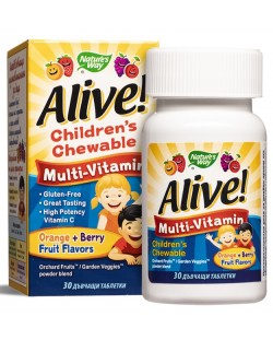 Alive Мултивитамини за деца, 30 дъвчащи таблетки, Nature's Way