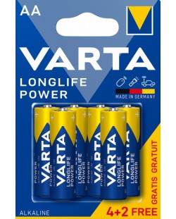 Алкални батерии VARTA - Longlife Power, AA, 4+2 бр.