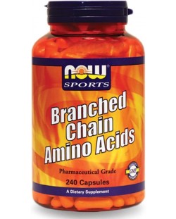Sports Branched Chain Amino Acids, 240 капсули, Now