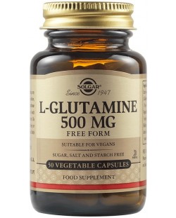 L-Glutamine, 500 mg, 50 растителни капсули, Solgar