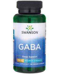 GABA, 750 mg, 60 растителни капсули, Swanson