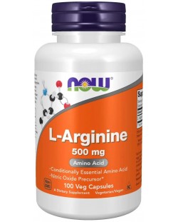 L-Arginine, 500 mg, 100 капсули, Now