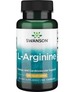 L-Arginine, 500 mg, 100 капсули, Swanson