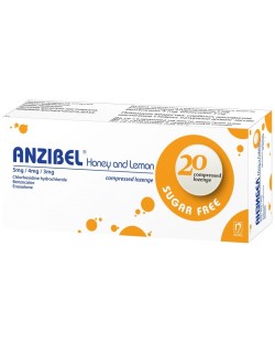 Анзибел, мед и лимон, 20 таблетки за смучене, Nobel