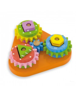Дървена играчка Andreu toys – Триъгълна низанка със зъбни колела