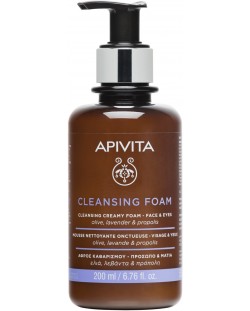 Apivita Face Cleansing Пяна за лице и околоочен контур, 200 ml