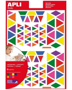 Самозалепващи стикери Apli - Триъгълници, 7 цвята, 720 броя