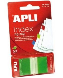 Индекс листчета Apli Зиг-заг, Зелени, 25 х 45 mm, 50 броя
