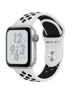 Смарт часовник Apple Nike + S4 - 40mm, сребрист, сребриста/черна силиконова каишка