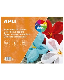 Блокче Apli - Хартия тишу, 10 листа, различни цветове