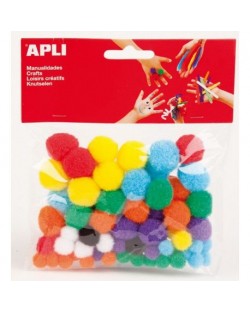Цветни помпони Apli, различни размери