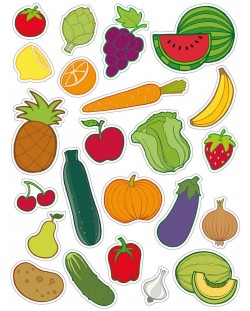Комплект стикери Apli - Плодове и зеленчуци, 60 броя