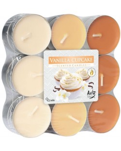 Ароматни чаени свещи Bispol Aura - Vanilla Cupcake, 18 броя