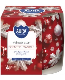 Ароматна свещ в чаша Bispol Aura - Red Winter Star, 100 g, асортимент