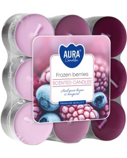 Ароматни чаени свещи Bispol Aura - Frozen Berries, 18 броя