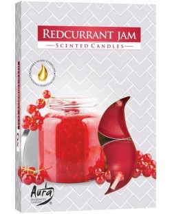 Ароматни чаени свещи Bispol Aura - Redcurrant Jam, 6 броя