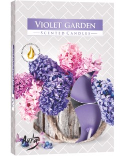 Ароматни свещи Bispol Aura - Violet Garden, 6 броя