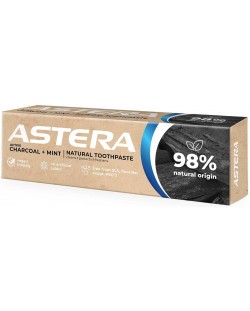 Astera Natural Паста за зъби Charcoal + Mint, 75 ml