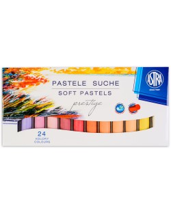 Сухи пастели Astra - Престиж, 24 цвята, с кръгла форма
