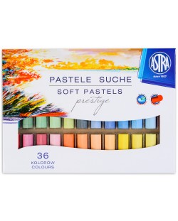 Сухи пастели Astra - Престиж, 36 цвята, с кръгла форма