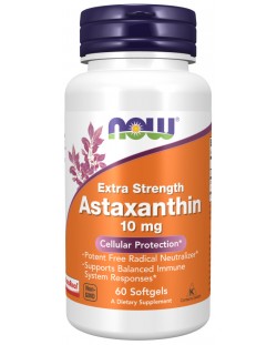 Astaxanthin Extra Strength, 10 mg, 60 капсули, Now