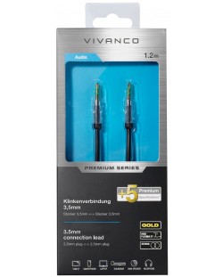 Аудио кабел Vivanco - жак 3.5 mm/жак 3.5 mm, стерео, 1.2 m, черен