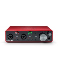 Аудио интерфейс Focusrite - Scarlett 2i2 3rd Gen, червен