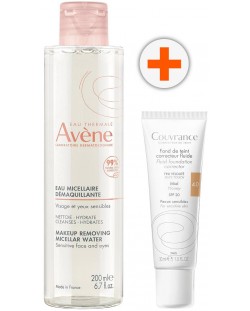 Avène Комплект - Мицеларна вода и Фон дьо тен, 4.0 Меден, 200 + 30 ml