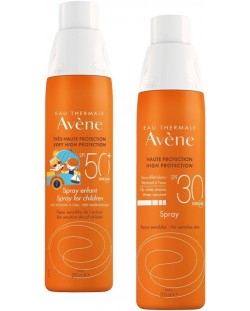 Avène Sun Комплект - Спрей за възрастни SPF30 и Cпрей за деца, SPF50+, 2 х 200 ml