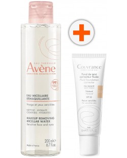 Avène Комплект - Мицеларна вода и Фон дьо тен, 2.0 Естествен, 200 + 30 ml