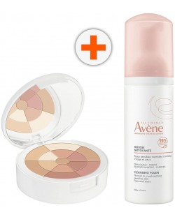 Avène Комплект - Натурална пудра-мозайка и Почистваща пяна, 10 g + 150 ml